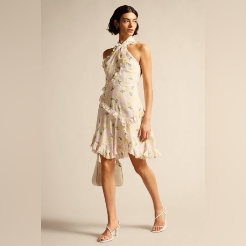 Floral Halter Neck Mini Dress